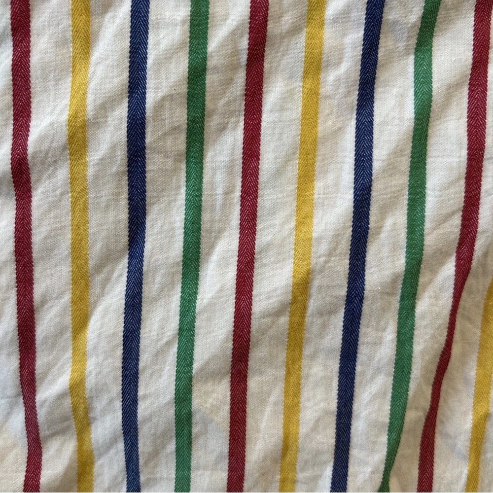 POMANDER PLACE Women's Sz. L Rainbow Striped Adair Boyfriend Shirt - Picture 4 of 10